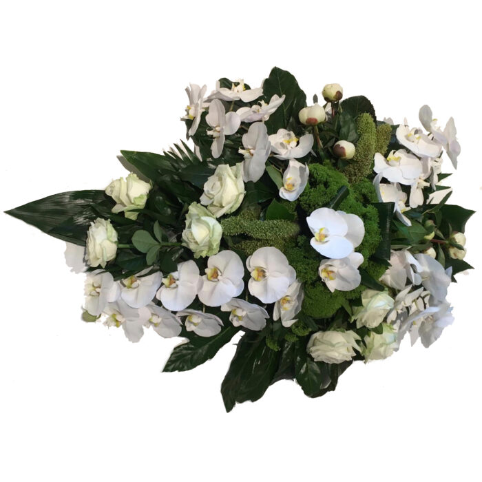 Rouwarrangement met witte Phalaenopsis - Afbeelding 1